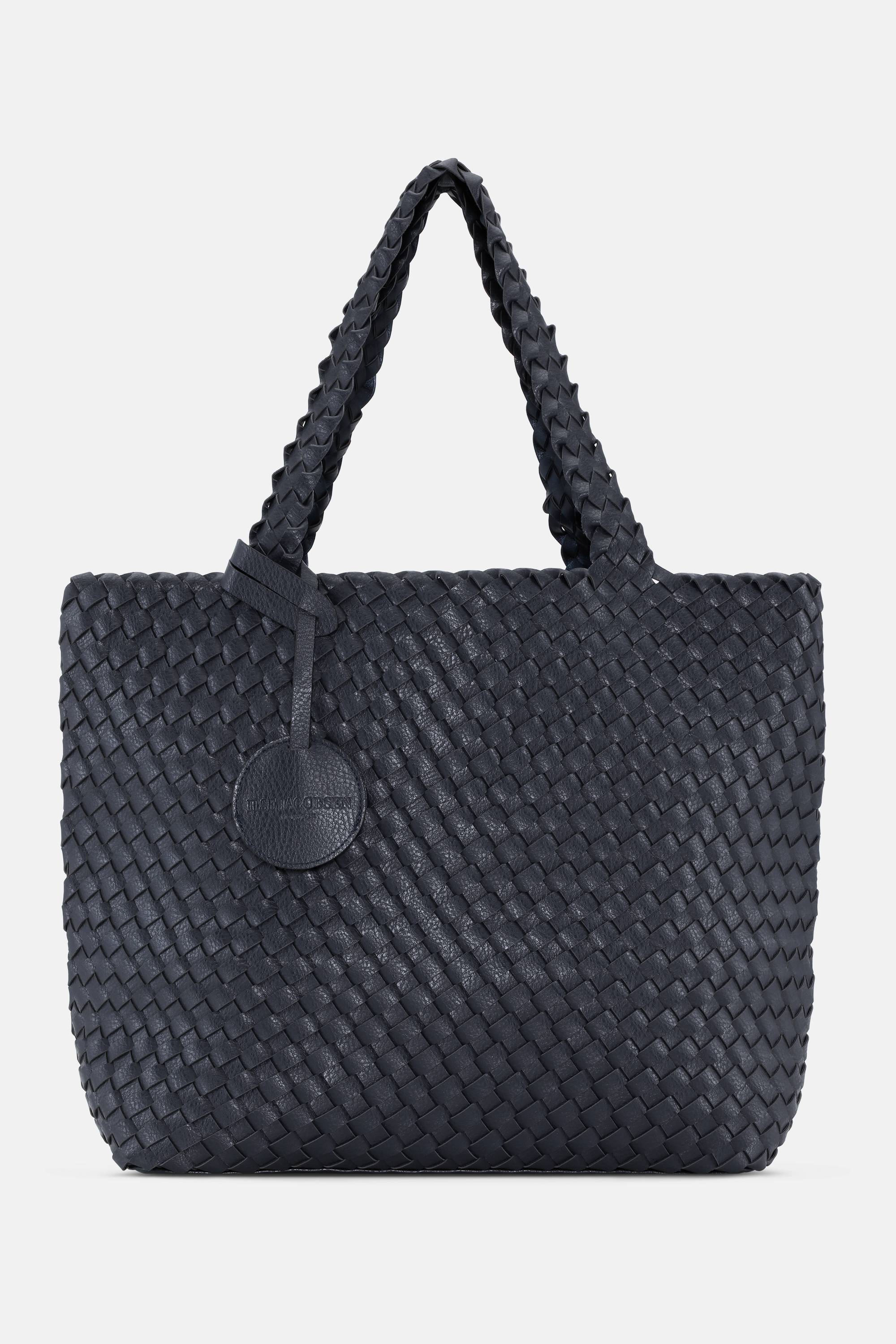Tote Bag Braided - Navy Metallic Blue